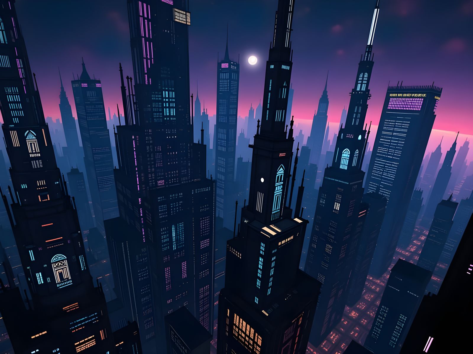 Gothic Cathedral Skyscrapers in Cosmic Resort Style
