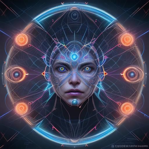 Electric Circuit Face in Sci-Fi Visionary Art