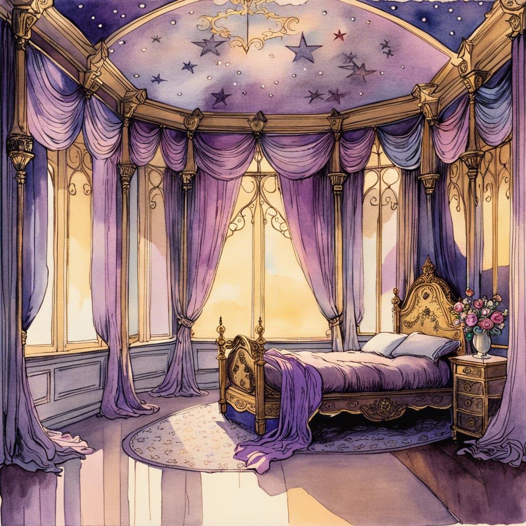 Fairytale Bedroom in Arthur Rackham Style