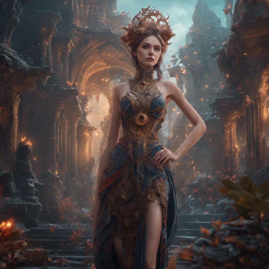 Detailed Matte Painting of a Beautiful Girl