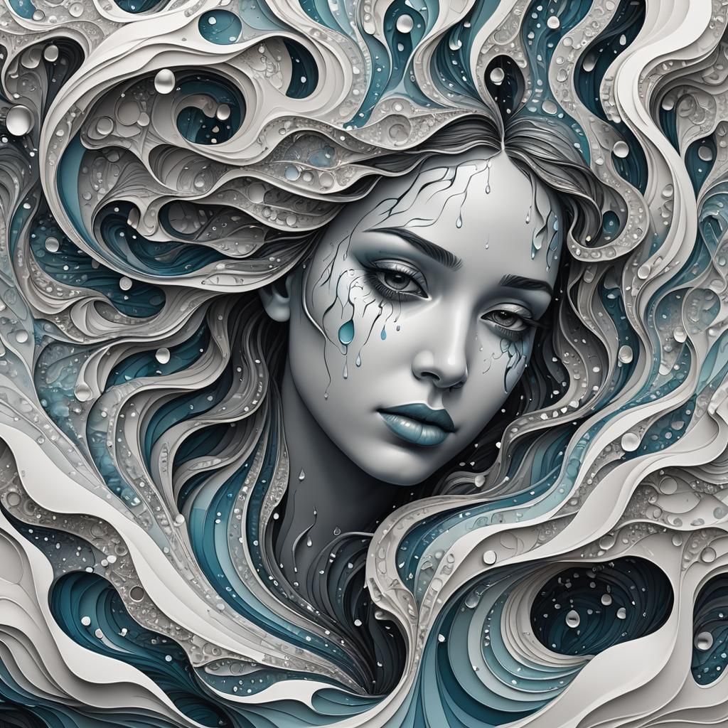 Woman Drowning in Tears: Abstract Fractal Art