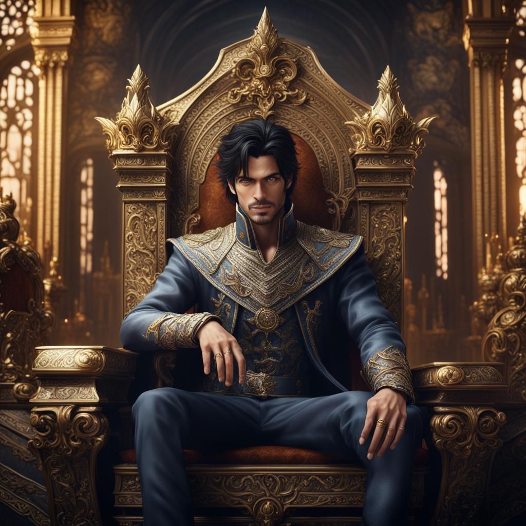 Charming Prince on Throne: Fantasy Concept Art
