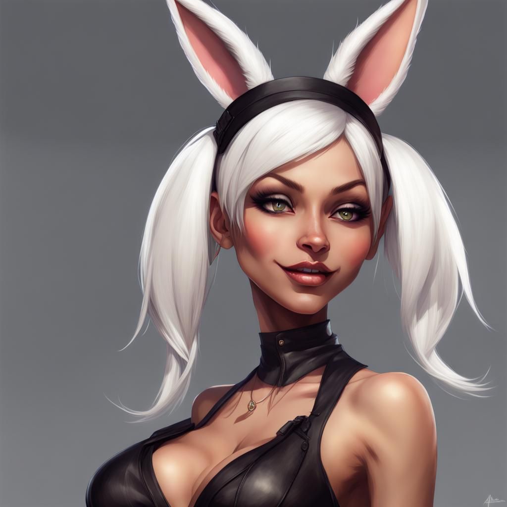 Sensual White Rabbit Girl in Gothic Style