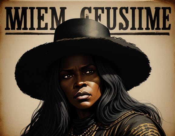 Black Outlaw Woman in Classic Western Film Poster Style
