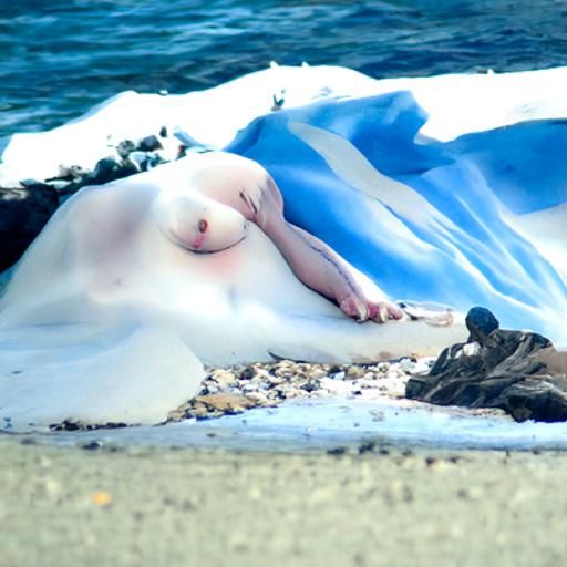 Nude Woman on White Sand Beach in Mediterranean