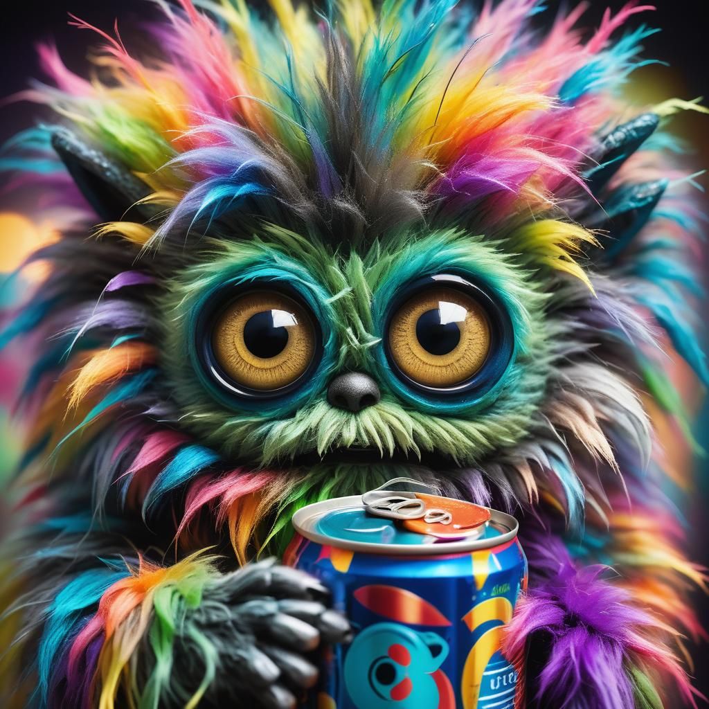 Tiny Furry Monster Hugs Soda Can
