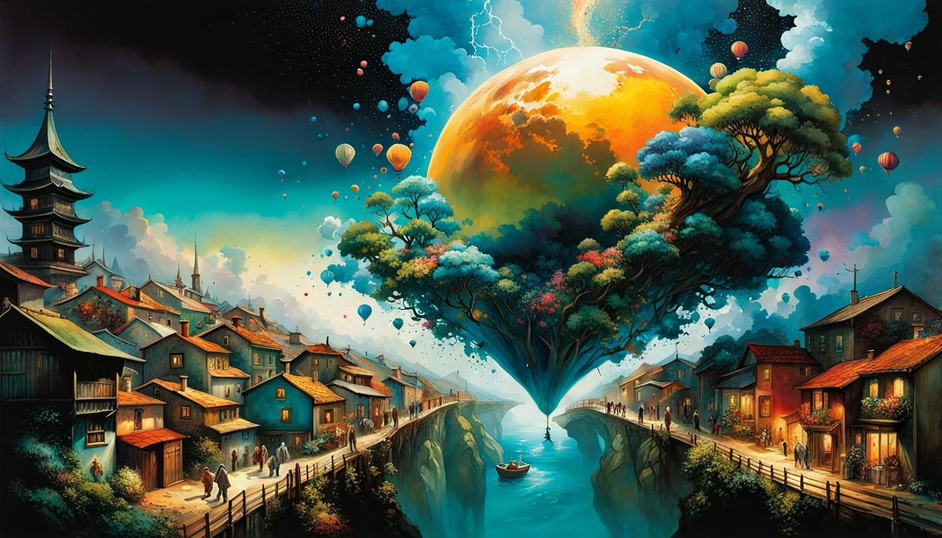 Connected Humankind's Struggle: Alcohol Ink Masterpiece