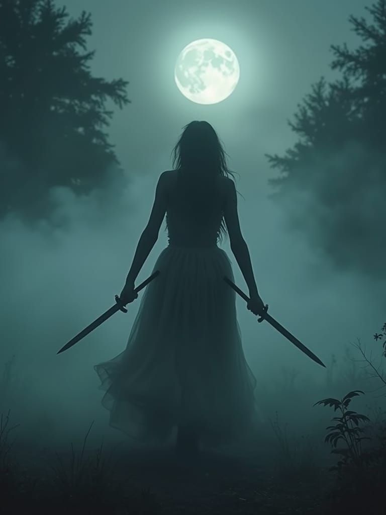 Eerie Fog: Woman Warrior with Swords