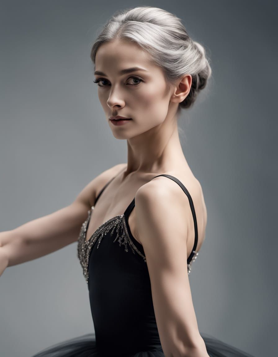 Veteran Ballerina in Fourth Position En Pointe