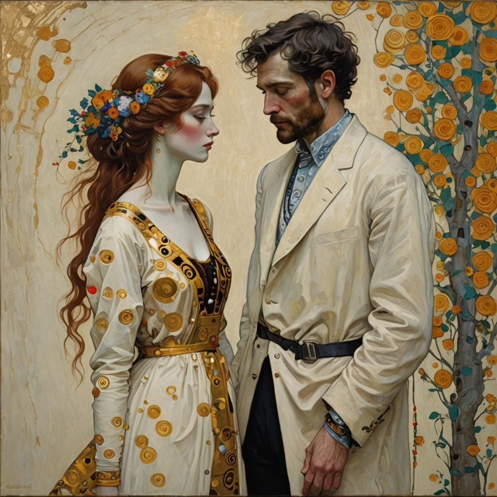 Lovers Embrace: A Gustav Klimt-Inspired Digital Painting