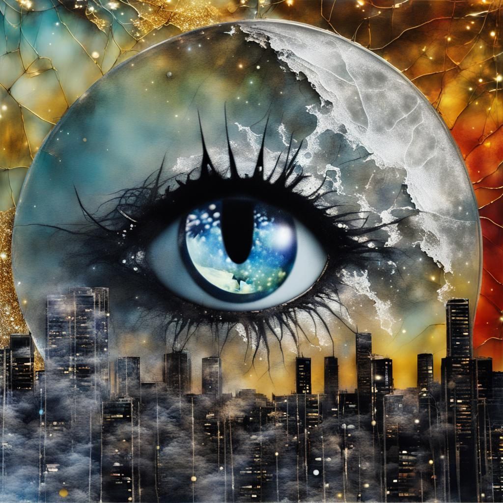 Surreal Eyeball Moonscape in HDR Style