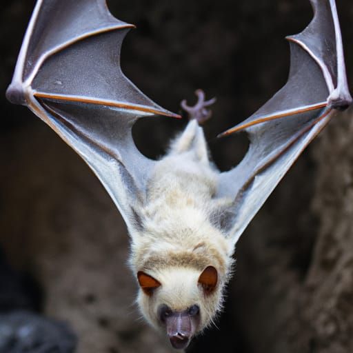 Fluffy White Fruit Bat with Red Veined Wings