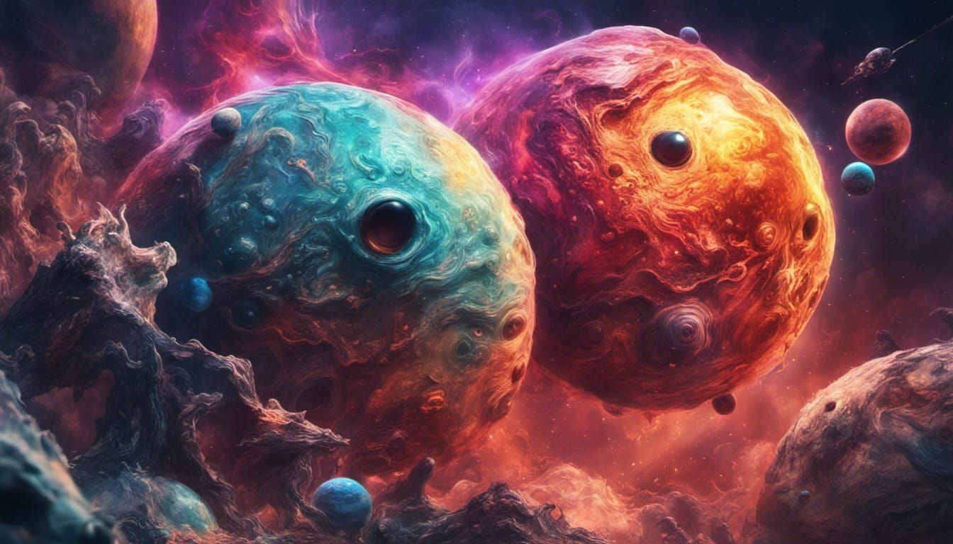 Hyperrealistic Space Monsters Dominate Colorful Planets