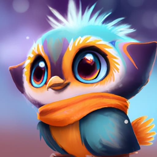 Adorable Chibi Exotic Bird in Space