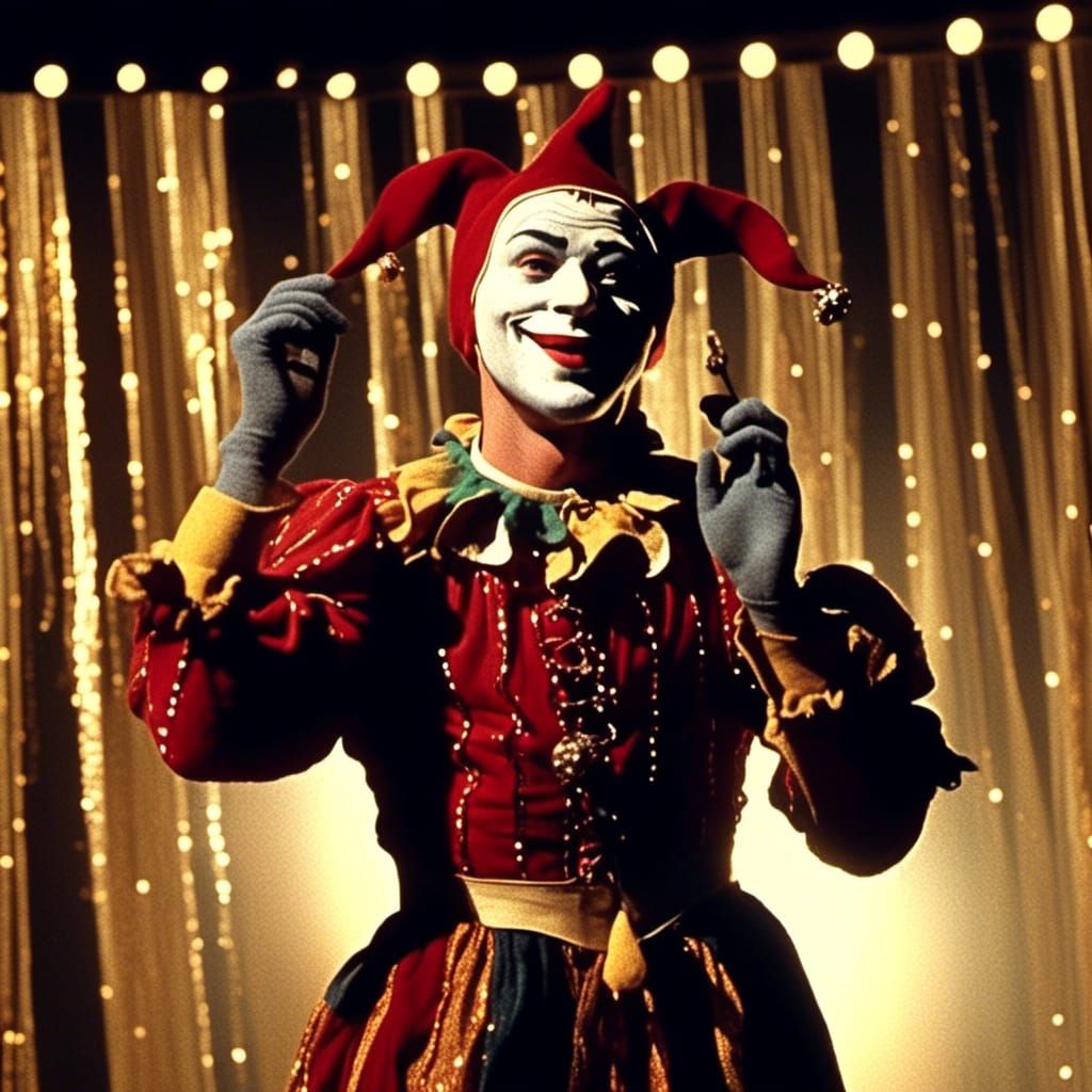 Dramatic Spotlight on a Masked Stage Performer