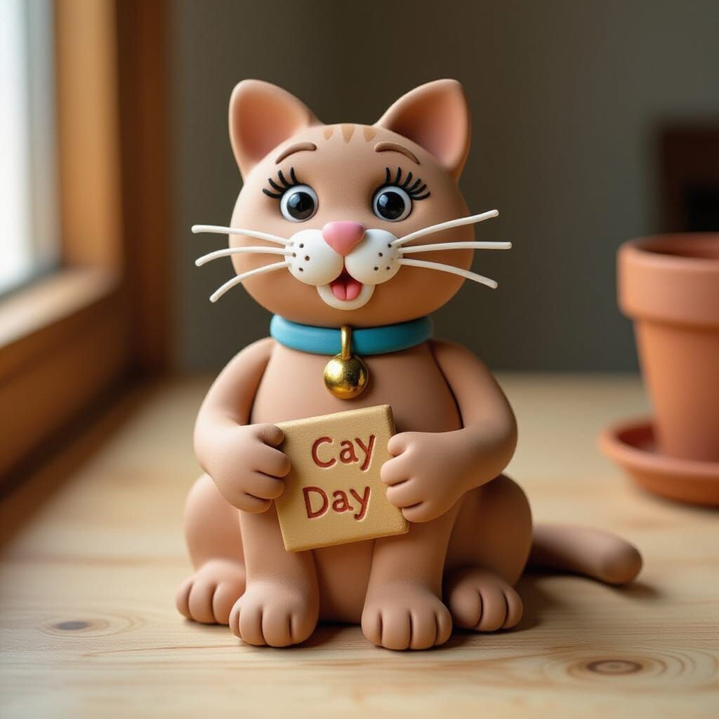 Clay Cat Sculpture: A Whimsical Feline Creation