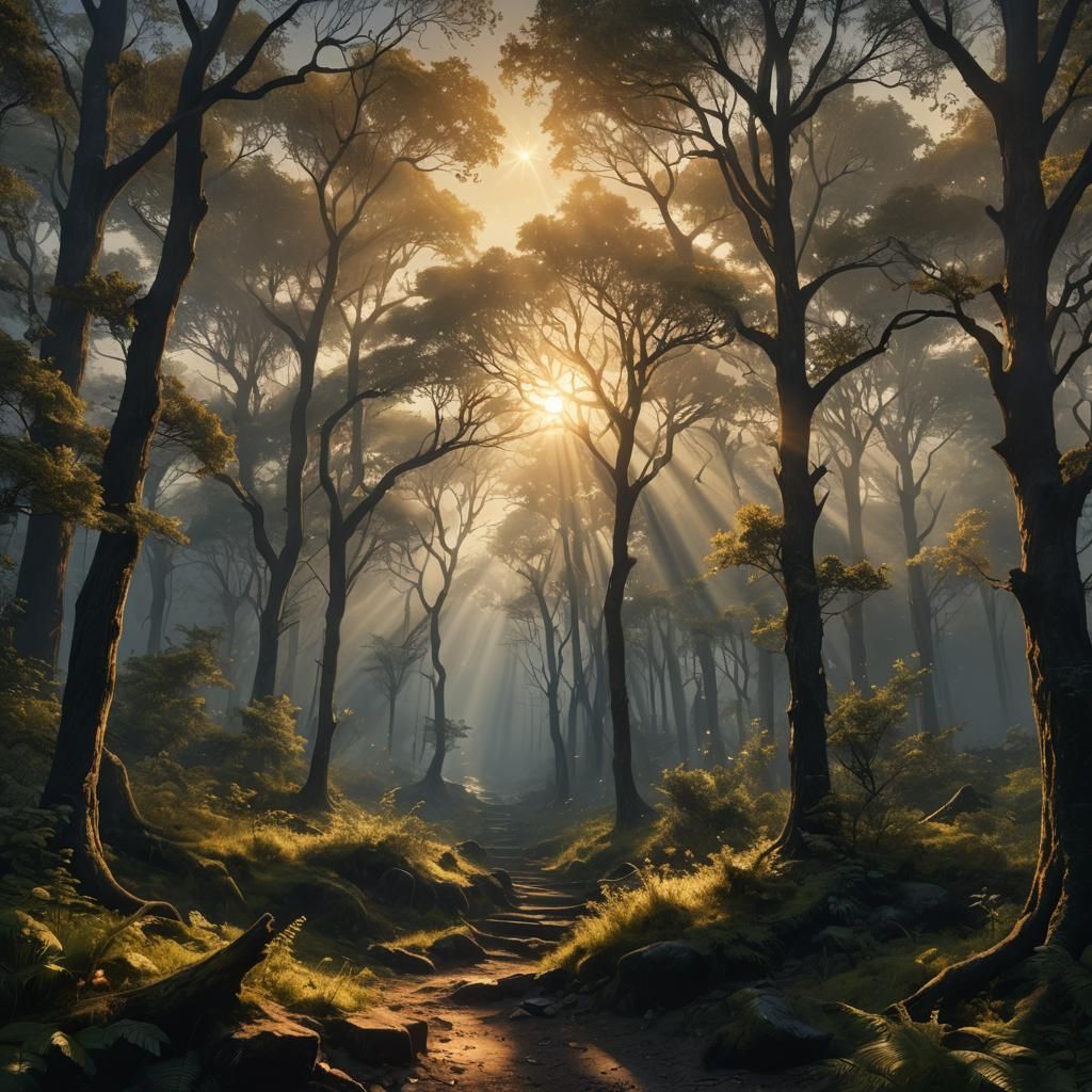 Epic Silver Starry Night: Digital Matte Painting