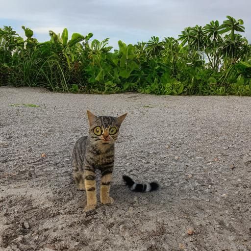 Cat Enjoying a Tropical Beach Getaway