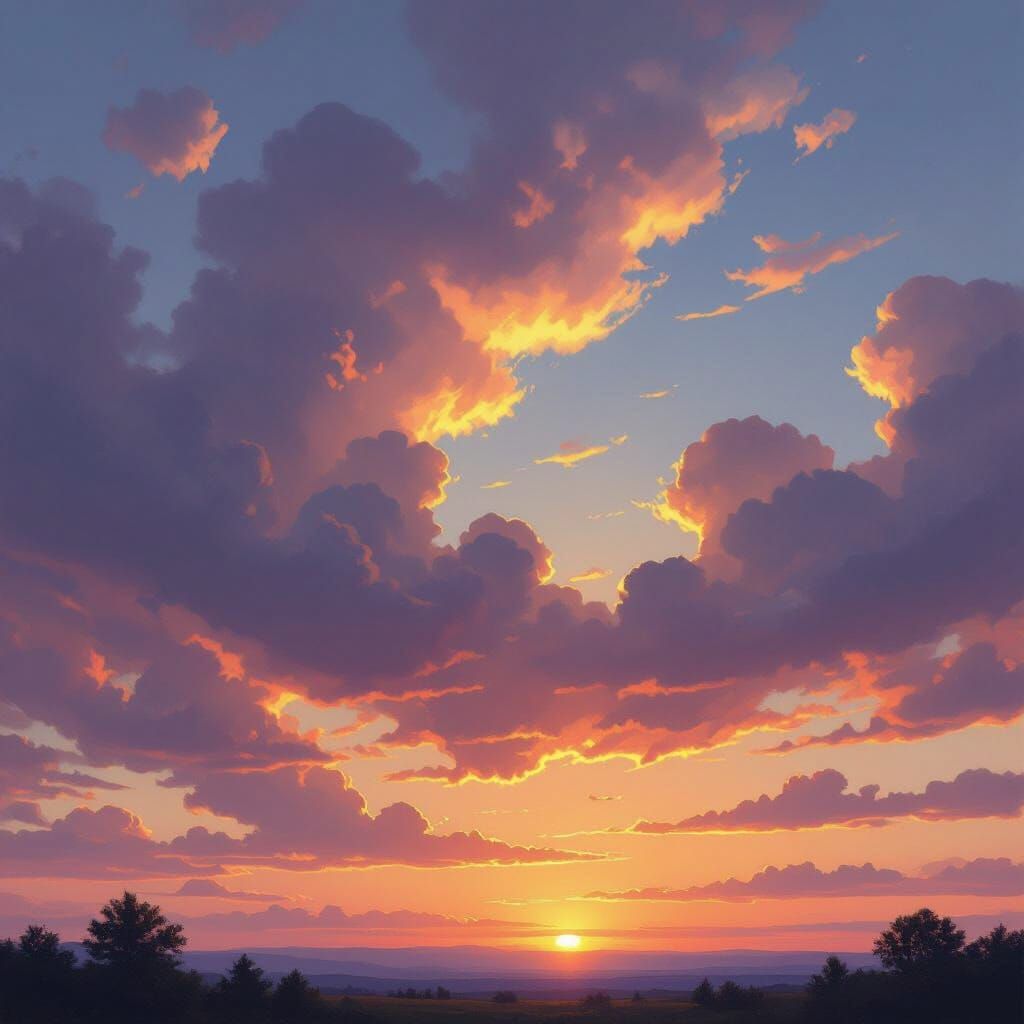 Luminist Evening Sky with Painterly Clouds