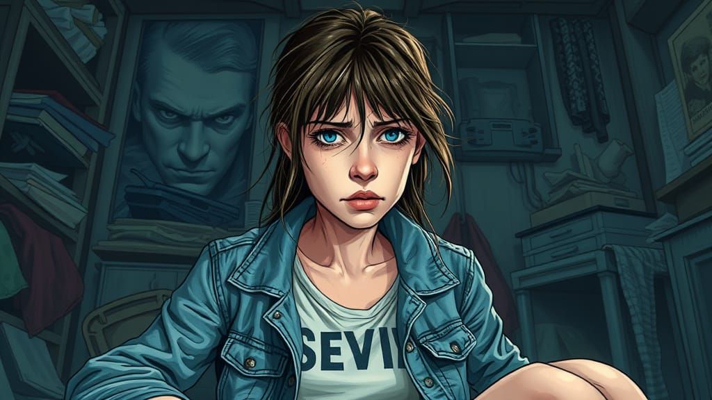 Distressed Young Woman in Turbulent Past