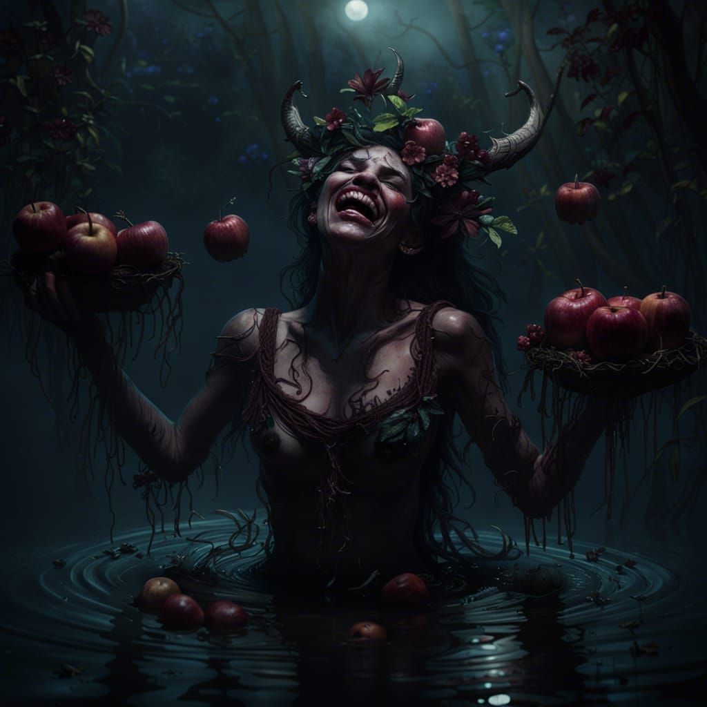 Lilith Laughing in Eden: Dark Fantasy Art