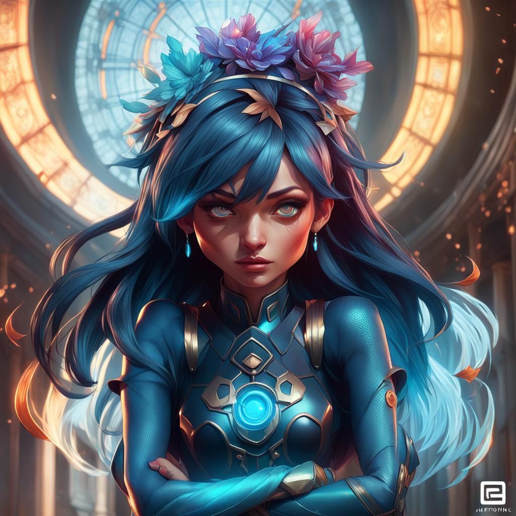 Beautiful Girl Portrait in Hyperdetailed Concept Art