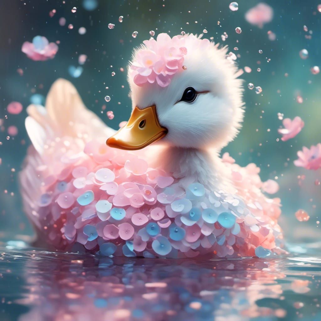 Pastel Duck on Lake in Sunshine