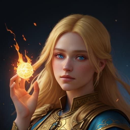 Girl with Flame: Medieval Fantasy Portrait