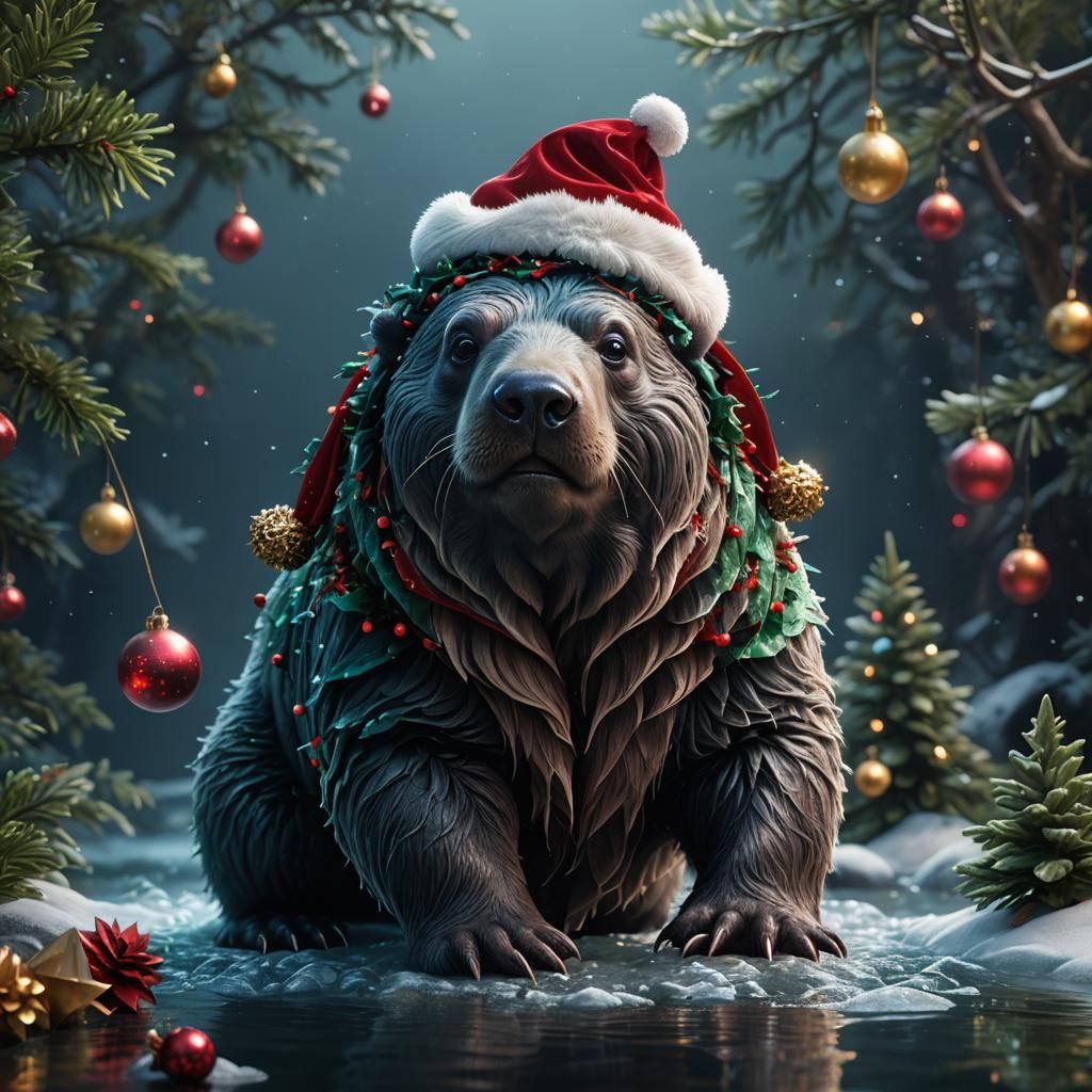 Festive Water Bear in Detailed Digital Painting