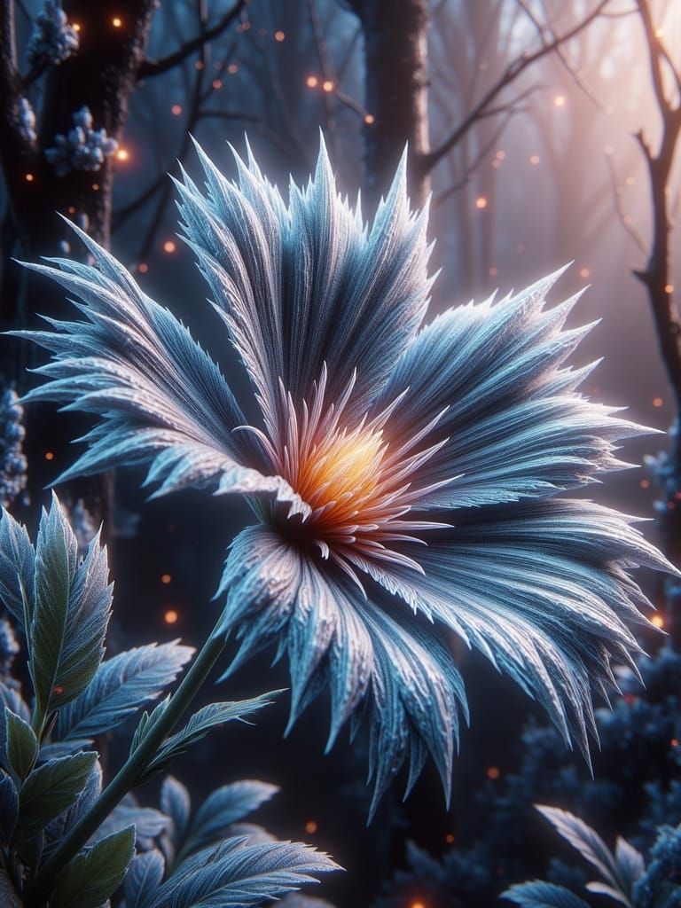 Ethereal Spider Web Flower in Mystical Forest