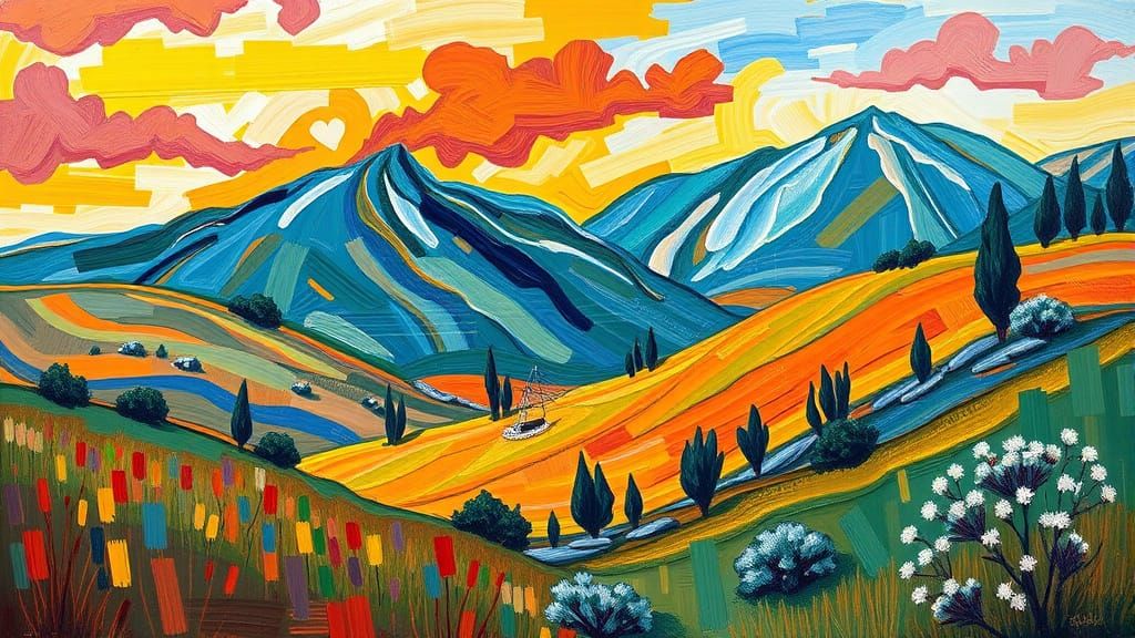 Expressive Landscape Painting in Post-Impressionist Style
