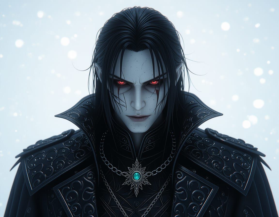 Creepy Dark Anime Villain in Hyperrealistic Fantasy