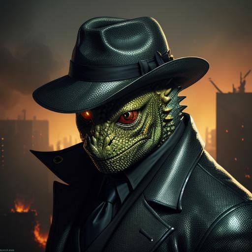 Lizard Mobster in Ruined City Concept Art