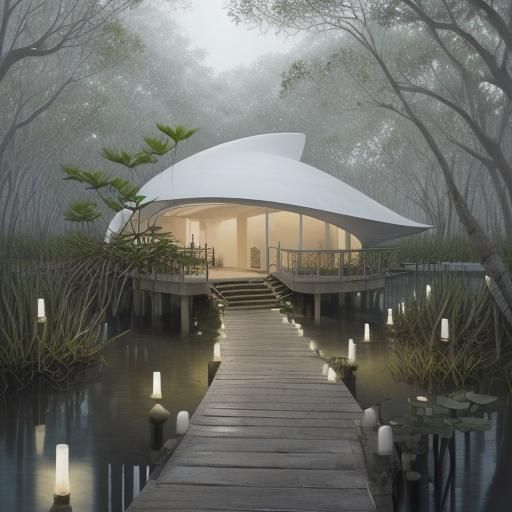 Mangrove Flower Bud Home in Oil Painting Style