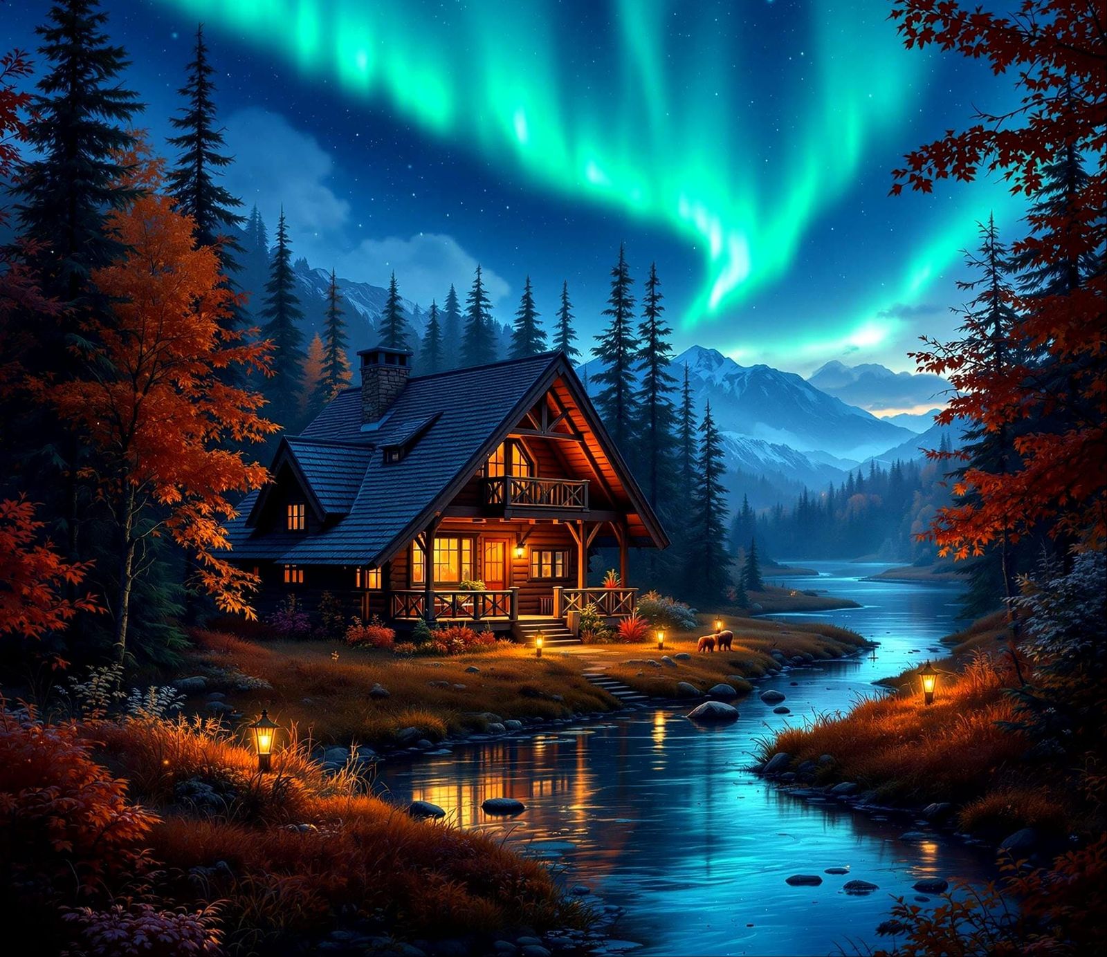 Cozy Cabin Under the Aurora Borealis