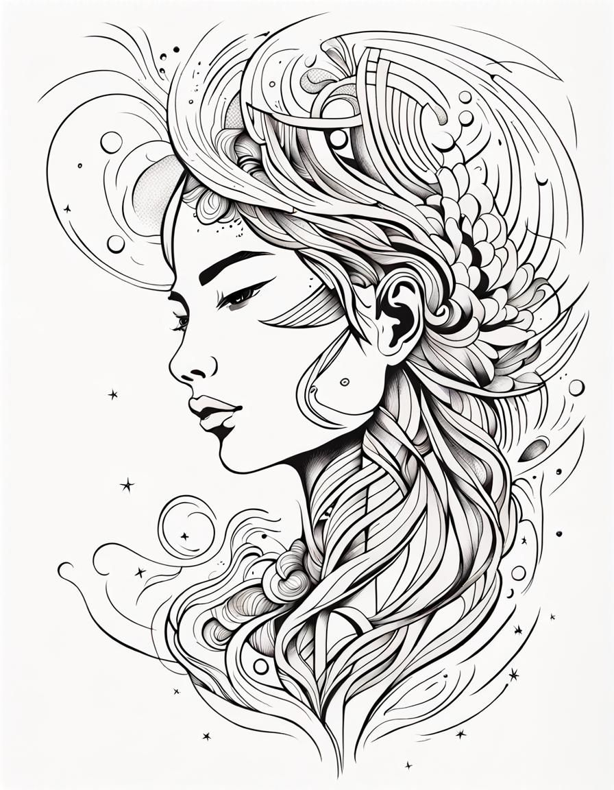 Minimalist Tattoo Line Art Masterpiece in Continuous Single ...