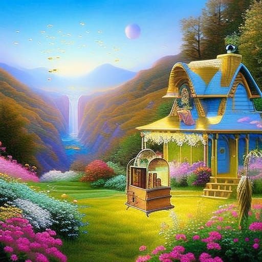 Honeybee in Ethereal Fantasy Mist, Hyperdetailed