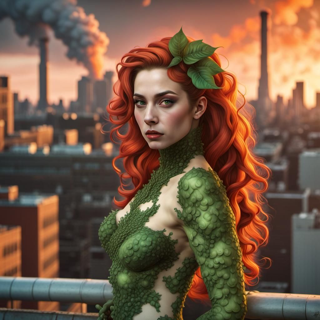 Poison Ivy Portrait in a Rooftop Laboratory