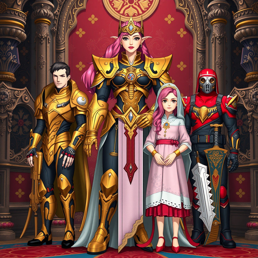 Ghibli-Inspired Sci-Fi Family Portrait