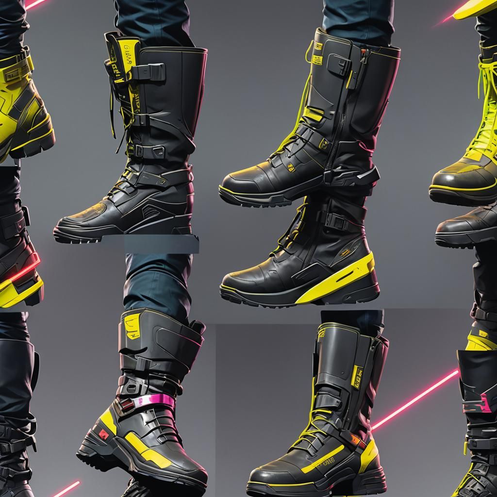 Cyberpunk 2099 Boots in Neon Blade Runner Style