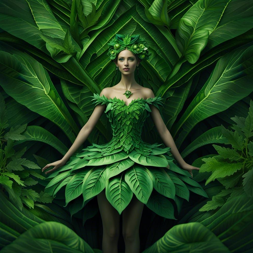 Monochromatic Fairy with Leaf Dress in 8K