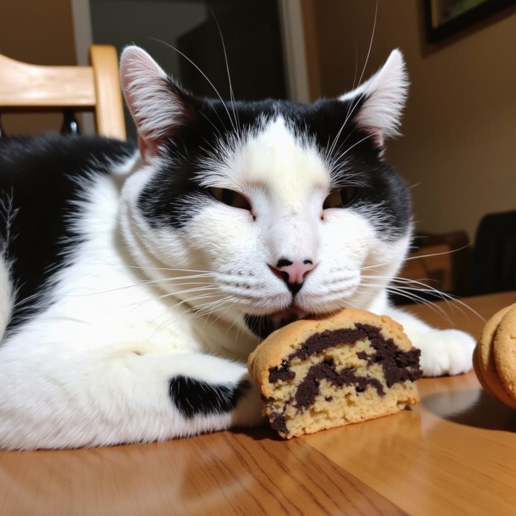 Whimsical Feline Delight in Cookie Heaven