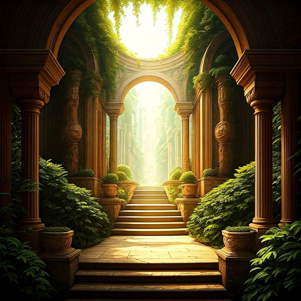 Elegant Renaissance Futurism in Lush Garden Setting