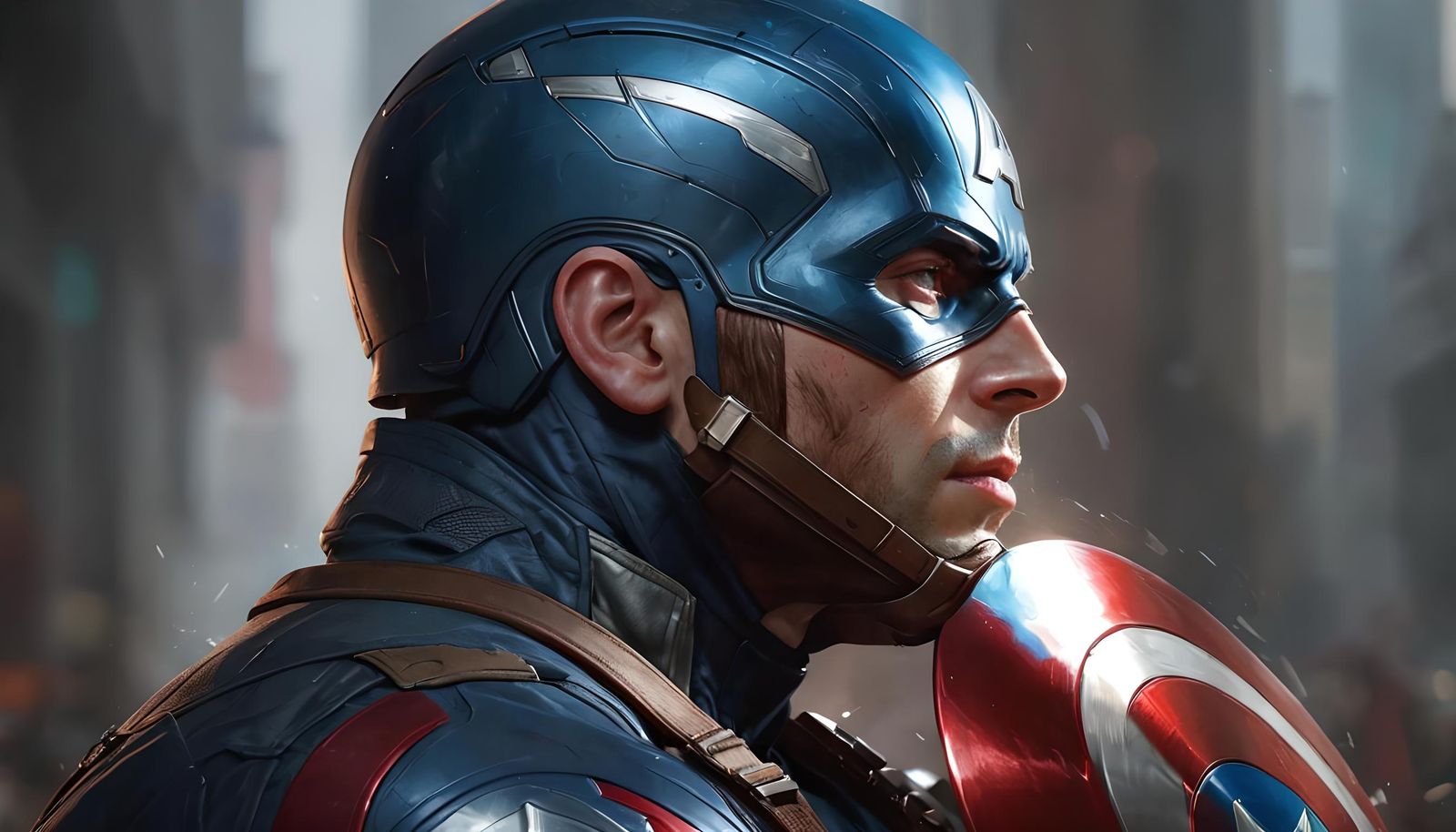 Captain America Portrait in Hyperdetailed Splash Art Style