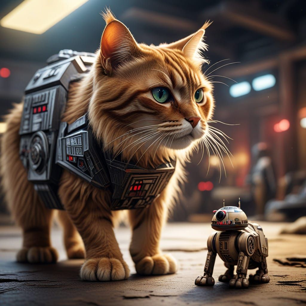 Giant Cat in Star Wars Style, Hyperrealistic