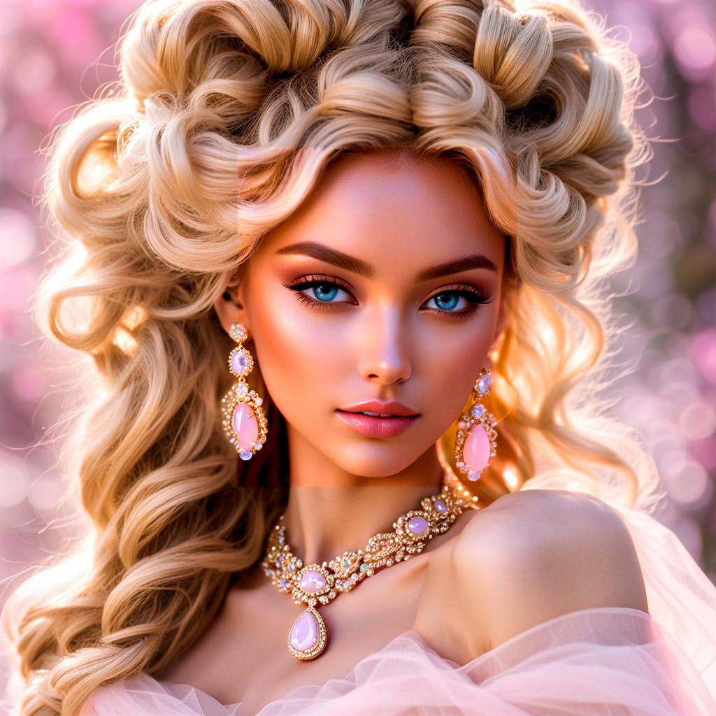 Goddess in Pink Smithsonite Gown, Digital Art