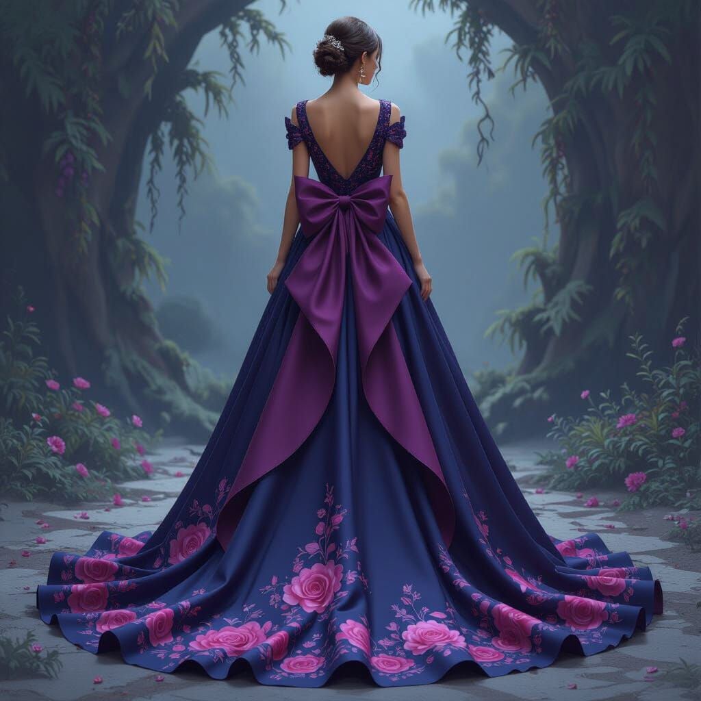 Elegant Prom Dress with Flowery Hem, Concept Art
