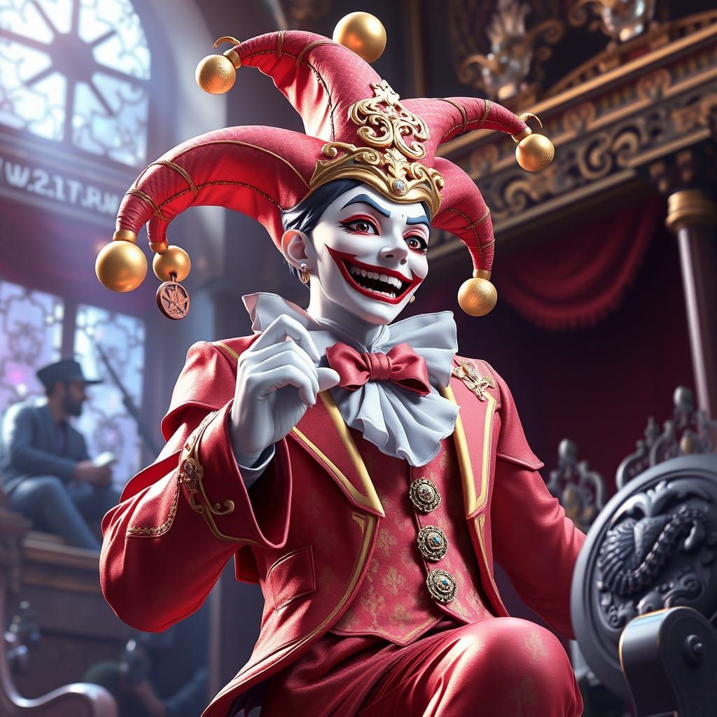 Cosmic Jester Entertains at the Royal Court in Vibrant Anime...