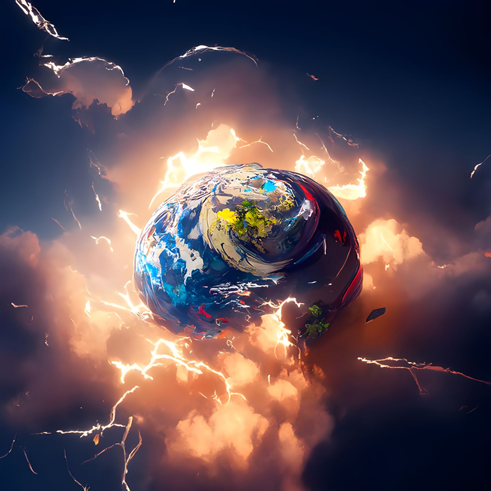 Earth Explosion: Photorealistic Sci-Fi Apocalypse