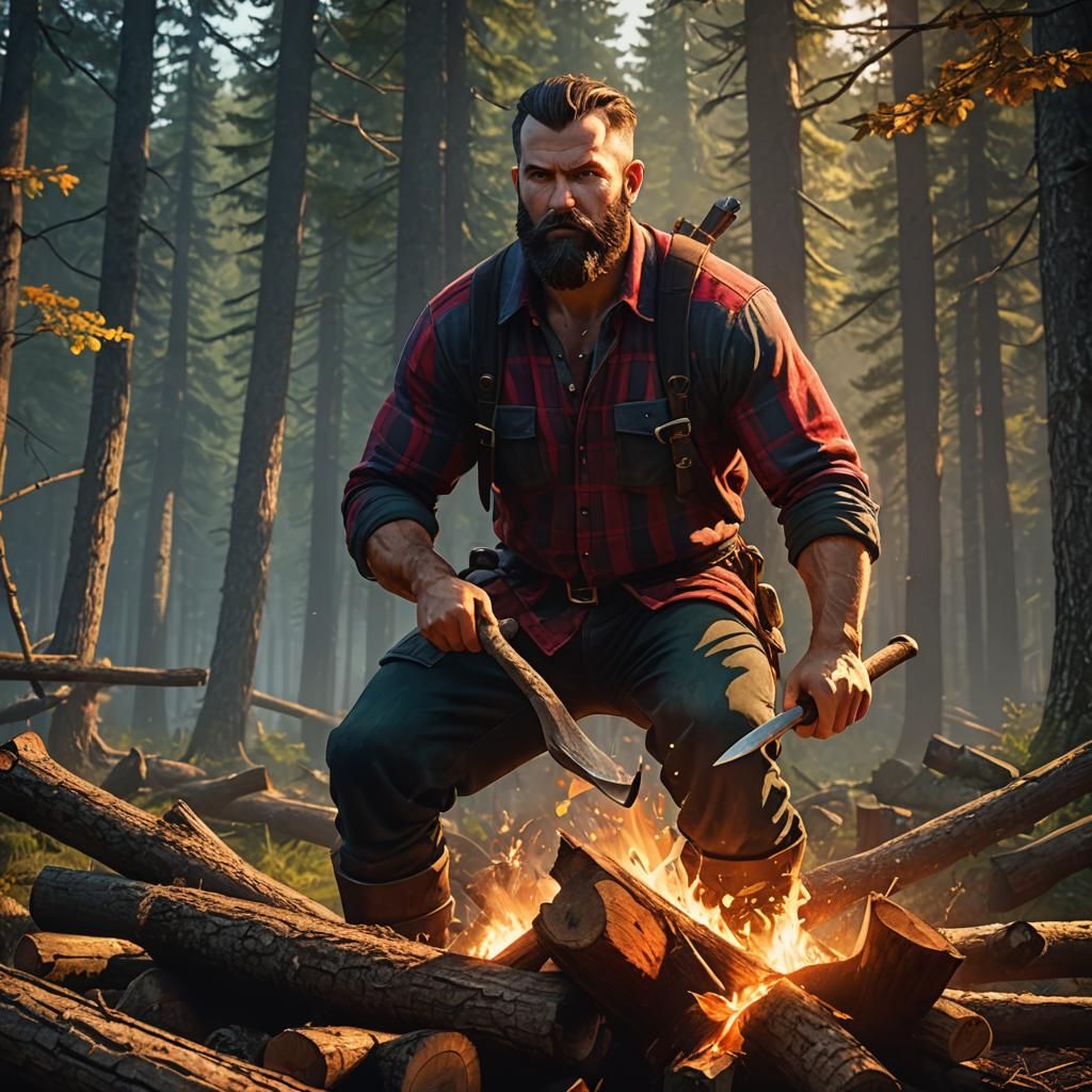 Fantasy Lumberjack Portrait in Anime Style